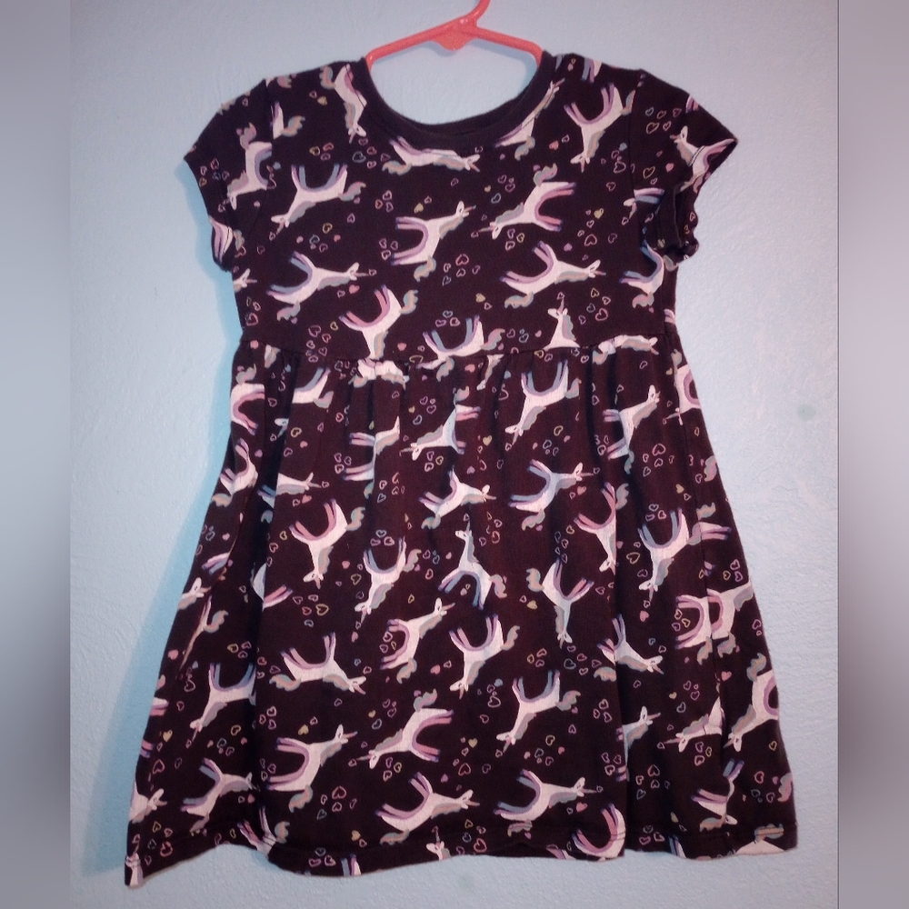 Old Navy 3T Navy Unicorn Short Sleeve Toddler Dress